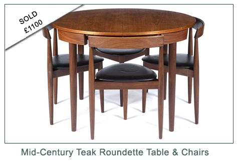Kate Howe Limited : Mid-century Teak Roundette Table & Chairs